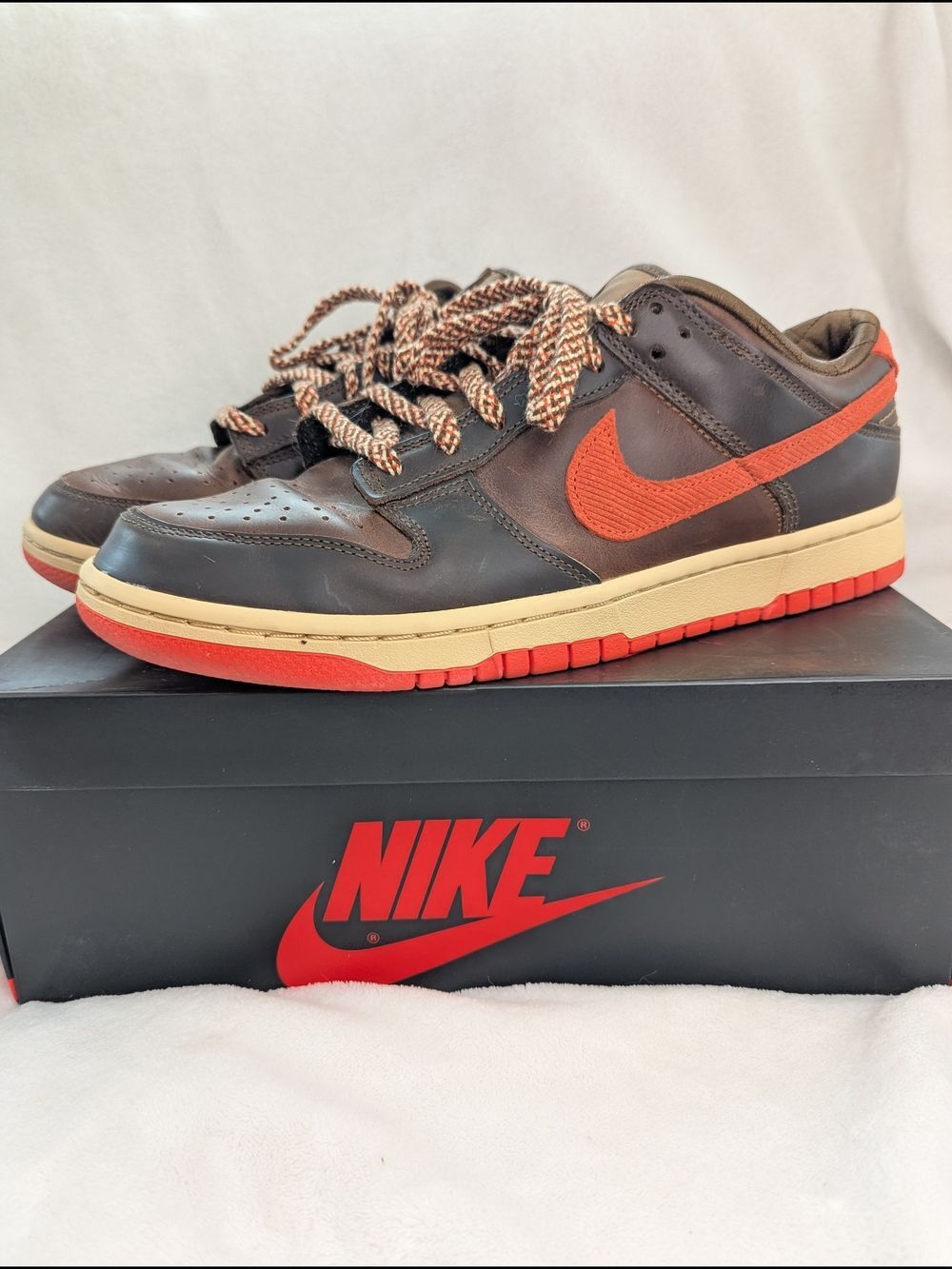 Nike Dunk Low Brown Red Corduroy Swoosh Men’s 10.5
